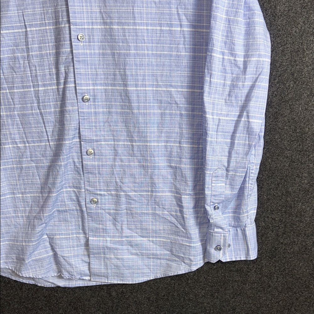 Tasso Elba Light Blue Plaid Button-Down Shirt - Picture 5 of 8